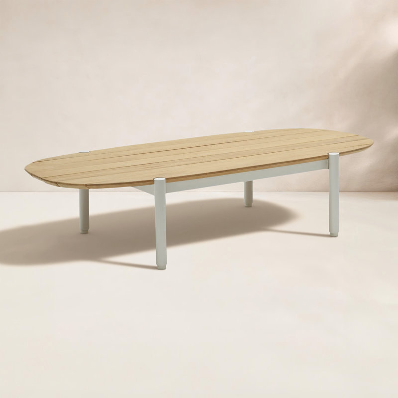 Terra Outdoor Oval Teak Coffee Table, Putty