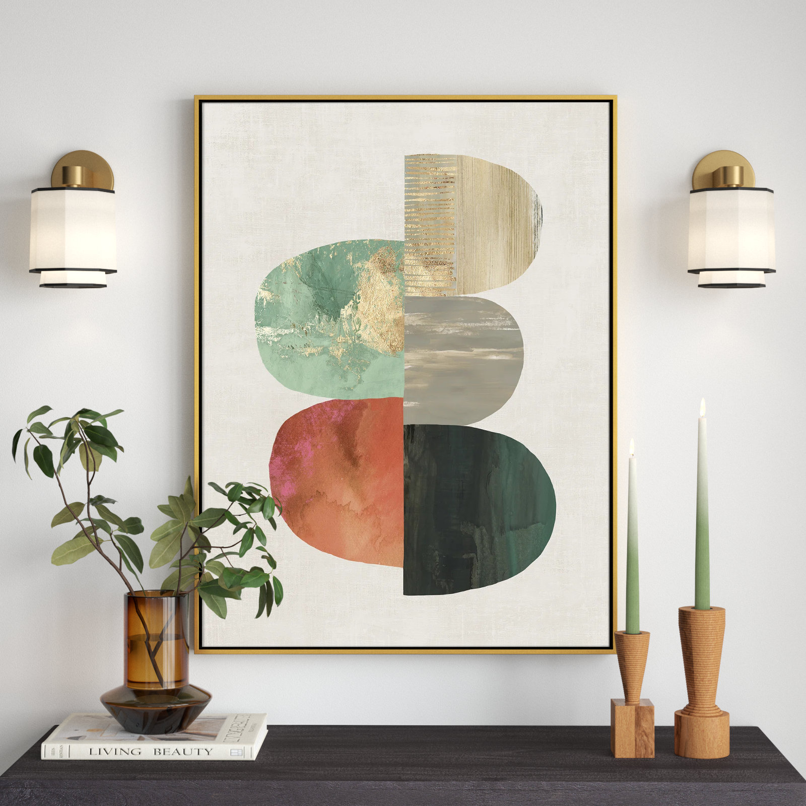 Evolving Energy I - Painting Print, Picture Framed Canvas, 41.5" H x 31.5" W, Gold