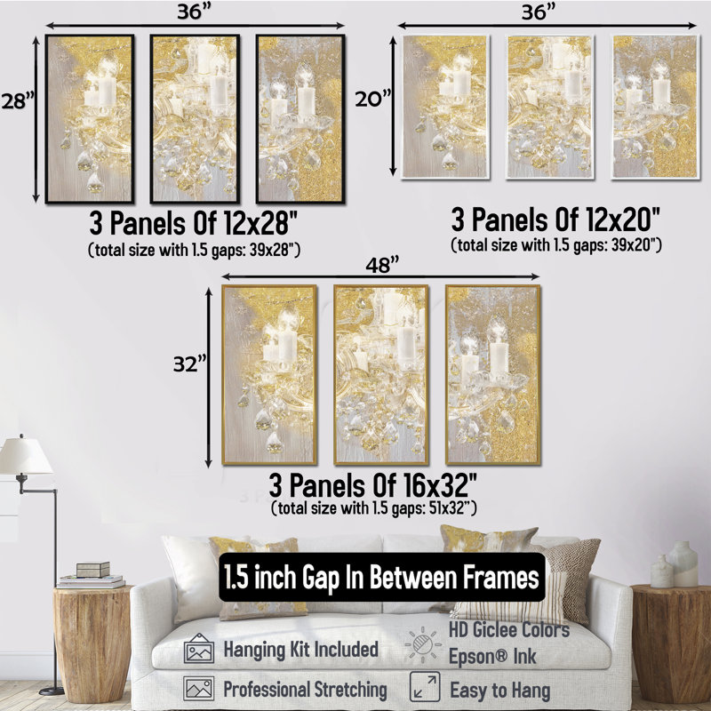 Ensemble d'art mural encadré sur toile Treasured Cottage - Glam, H 28 po x l 36 po x P 1 po, Noir