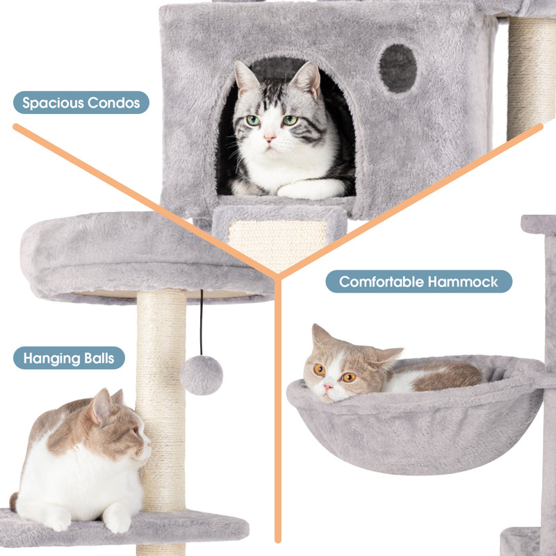 Arbre à chat 59 po Braidyn-Drew, Gris clair
