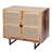 Noland 35 Inch  Brown Accent Cabinet with 2 Rattan Doors, Black Iron Legs