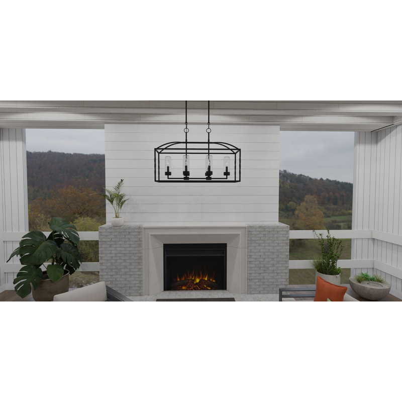 Ivannah 6-Light Earth Black Outdoor Linear Chandelier