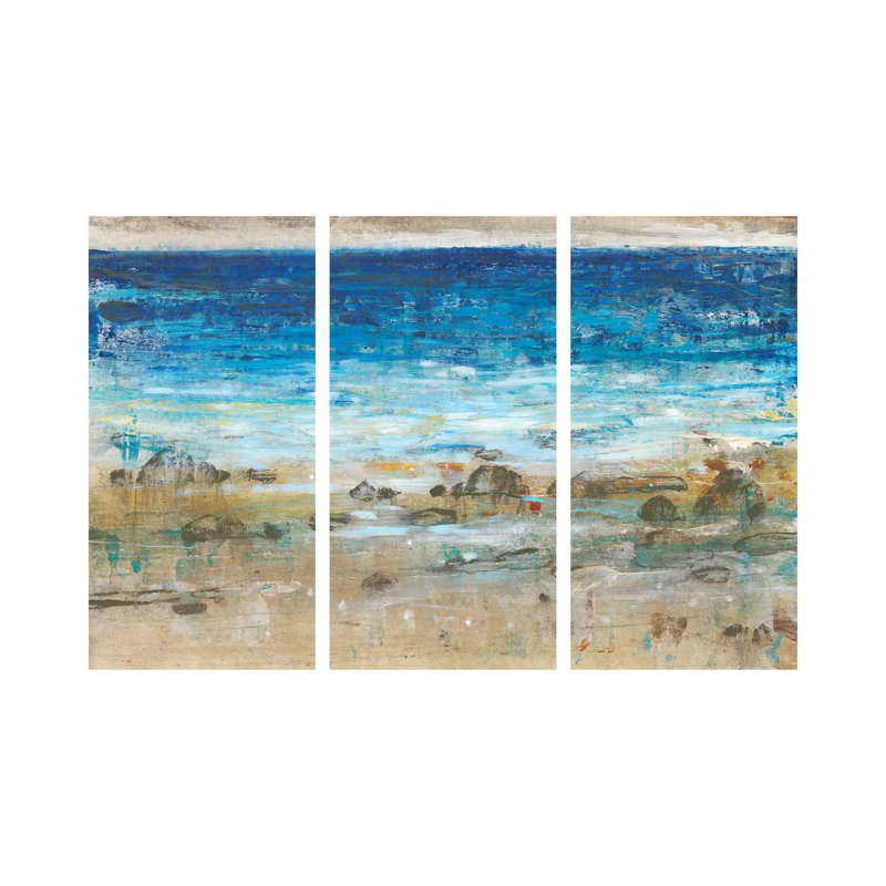 Rocky Shoreline I - ensemble d'art mural sur toile - toile tendue (ensemble de 3)