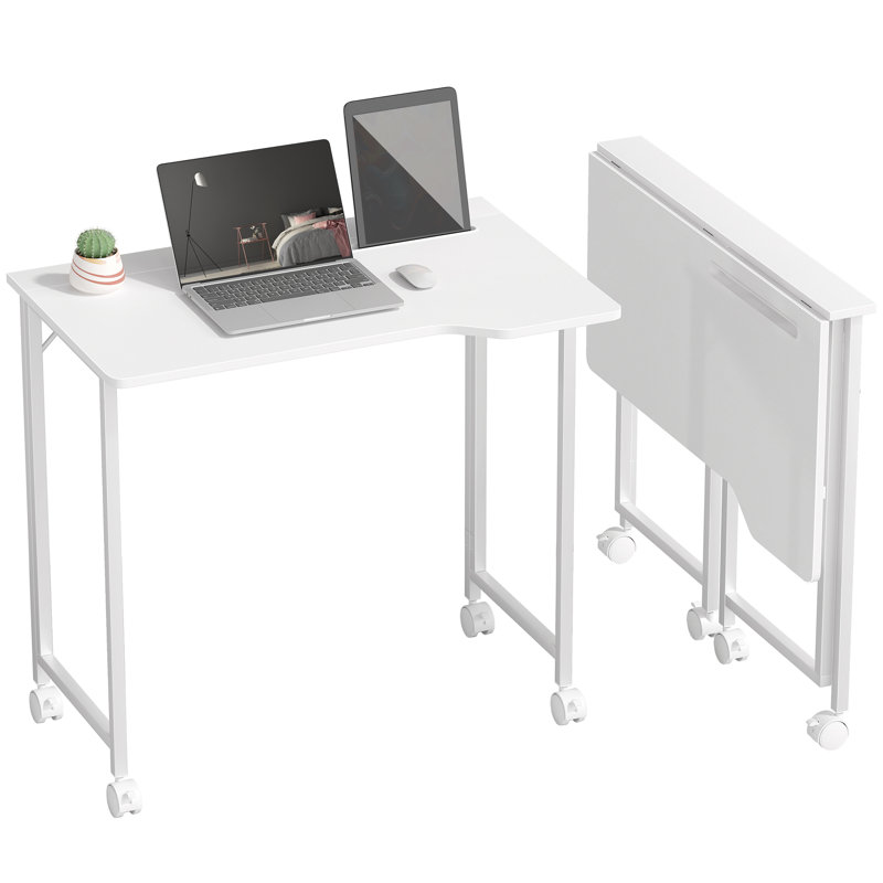 Metal Base Writing Desk, White/White