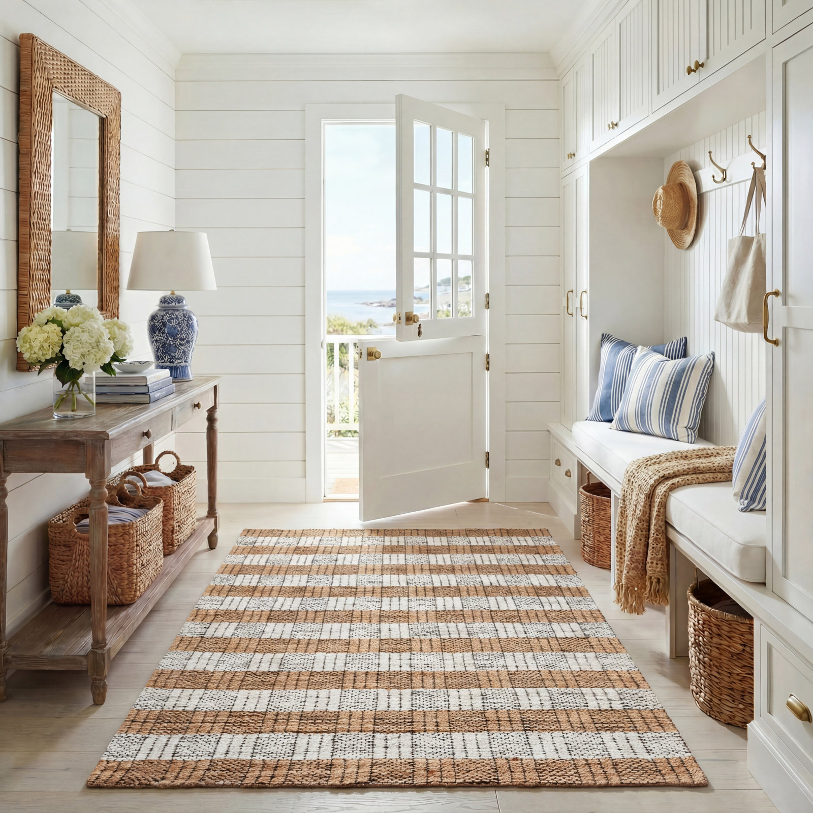 Hand-Woven Striped Performance Rug, 5'-0" X 8'-0" Rectangle