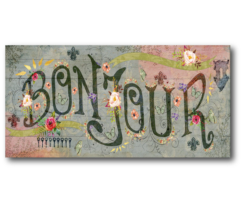 « bonjour », art textuel sur toile tendue