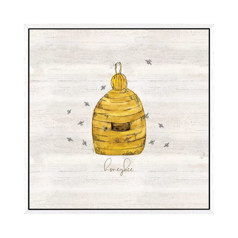 Bee's Life VI-Honeybee by Tara Reed - Painting on Canvas, 93.98cm H x 93.98cm W x 3.81cm D, White Framed