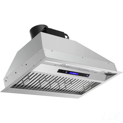 Powerful 900CFM 4-Speed 30 Inch Stainless Steel Built-in Range Hood with Touch & Remote Control, LED Lights, and Baffle Filters