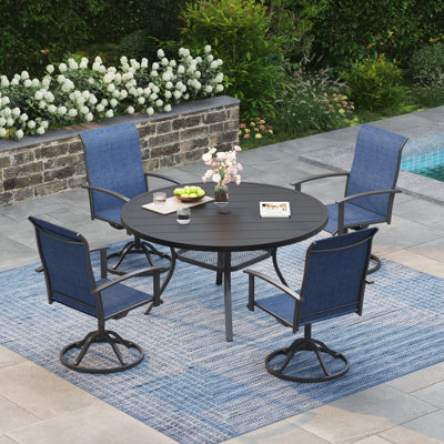 4-Person Square Patio Dining Set With 360°Swivel PVC-coated polyester Chairs