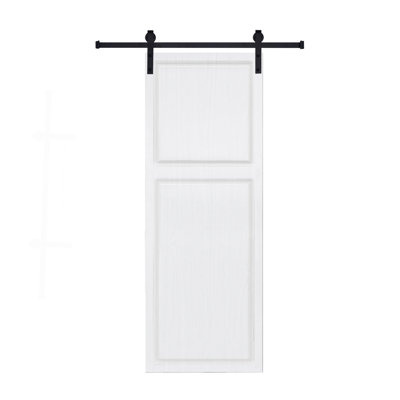 Moderne 2 panneaux 42 po X 84 po Porte de grange coulissante en bois de noyer blanc avec ensemble de quincaillerie