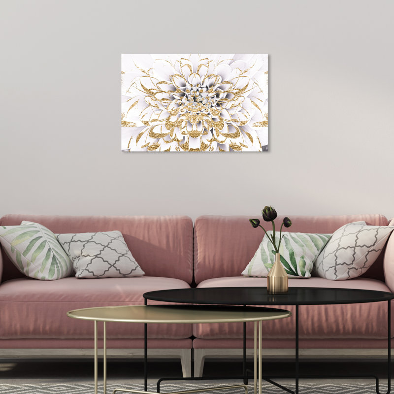 Tirage d’Art graphique « Floralia Blanc », 16" H x 24" L x 1,5" D, Toile
