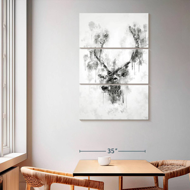 Brampt Elk Head Black And White, 65" H x 42" W