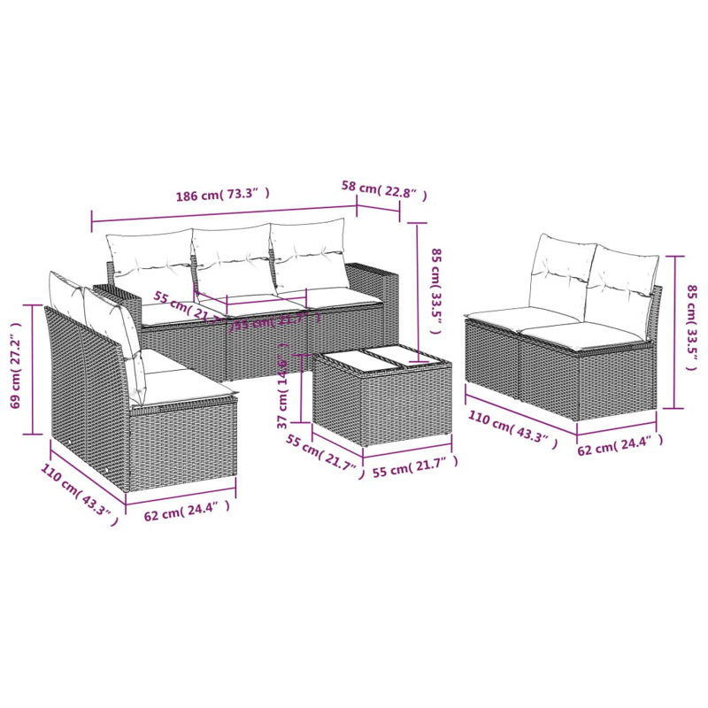  Garden Sofa Set Light Grey