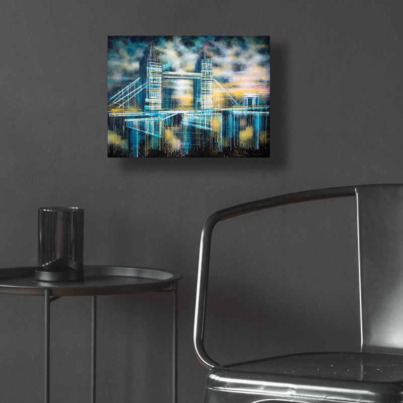 «Tower Bridge Under A Dramatic Sunset» par Marc Todd, art mural en verre acrylique, H 12 po x l 16 po x P 0,13 po