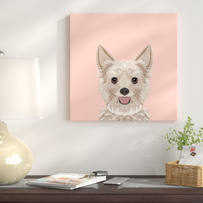 Yorkshire terrier, impression sur toile tendue, H 18 po x l 18 po x P 1,5 po, Toile avec cadre noir, Pas de tapis