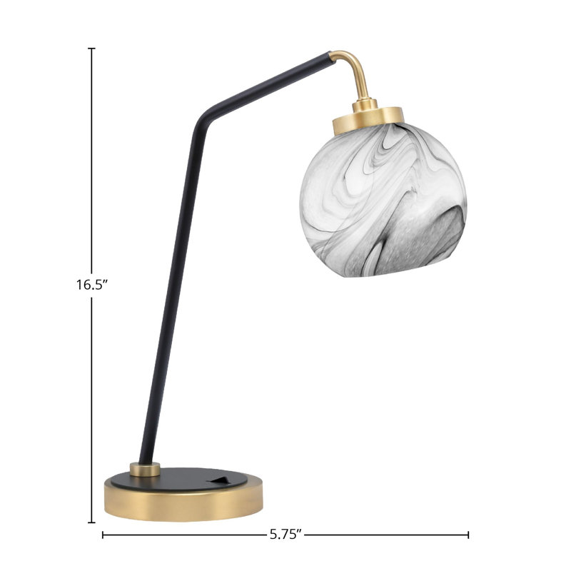 Lampe de bureau en acier inoxydable Bretha, Noir mat / laiton