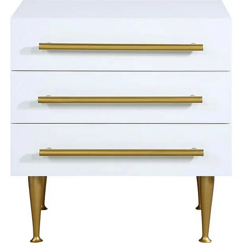 Table de chevet à 3 tiroirs Modern, Blanc