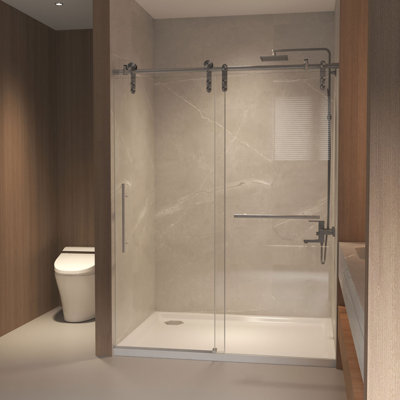 Frameless Sliding Tub Door with 8mm Clear Tempered Glass and Stainless Steel Frame
