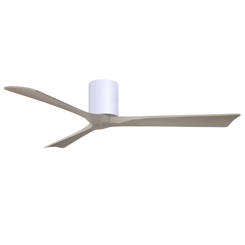Ventilateur de plafond à 3 pales Olivier, Blanc brillant, Ton bois de frêne gris, 60"
