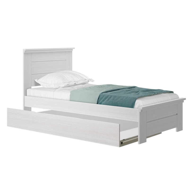 Lit plateforme Decimus, Blanc délavé, Simple