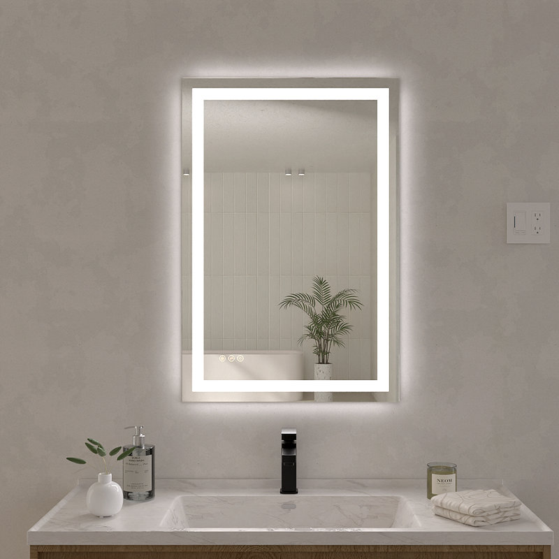 Miroir de salle de bain mural à DEL rectangulaire sans cadre H 24 po x H 36 po Swarm, 36" x 24"