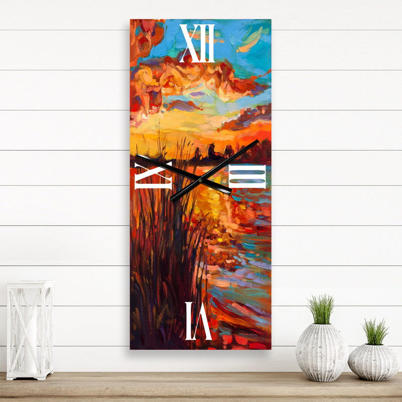Horloge murale Sunset Sunset Glow at the Lake I, Petit