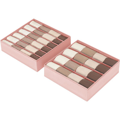 Sock Organiser Organisateur de tiroir - Solution de rangement de placard pliable pour chaussettes, sous-vêtements, cravates, ceintures et accessoires, ensemble de 2