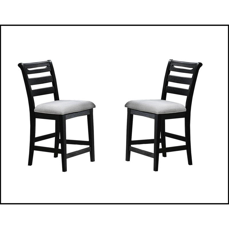 Chaises de salle à manger modernes à hauteur de comptoir 2 pièces avec dossier en échelle, siège rembourré et structure en bois massif pour la cuisine et la salle à manger
