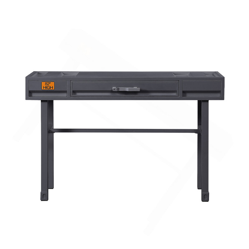 Metal Vanity Desk With One Drawer, Gunmetal, Gunmetal