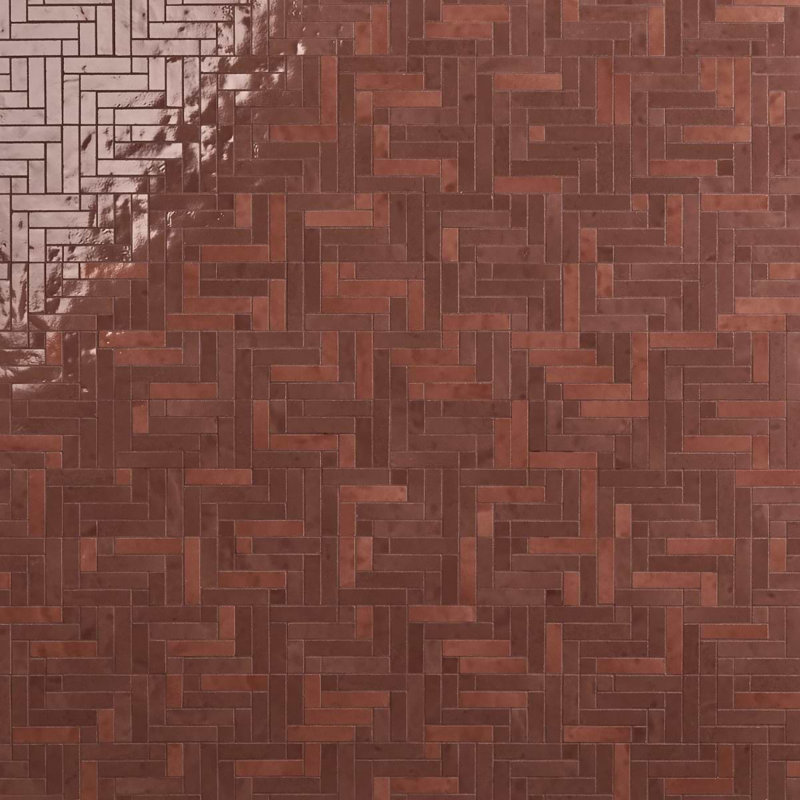 Zelora 1" Glossy Ceramic Mosaic Wall Tile, Chestnut Brown