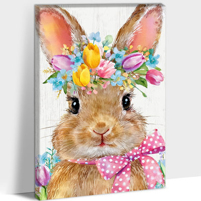 Art mural de lapin de Pâques GUTTATY, décoration murale de photos de lapin de Pâques au printemps, décorations murales de fleurs de lapin et de printemps, impressions de Pâques pour le salon, la chambre à coucher, la chambre d'enfant, la chambre de bébé prête à être suspendue 12 po x 18 po