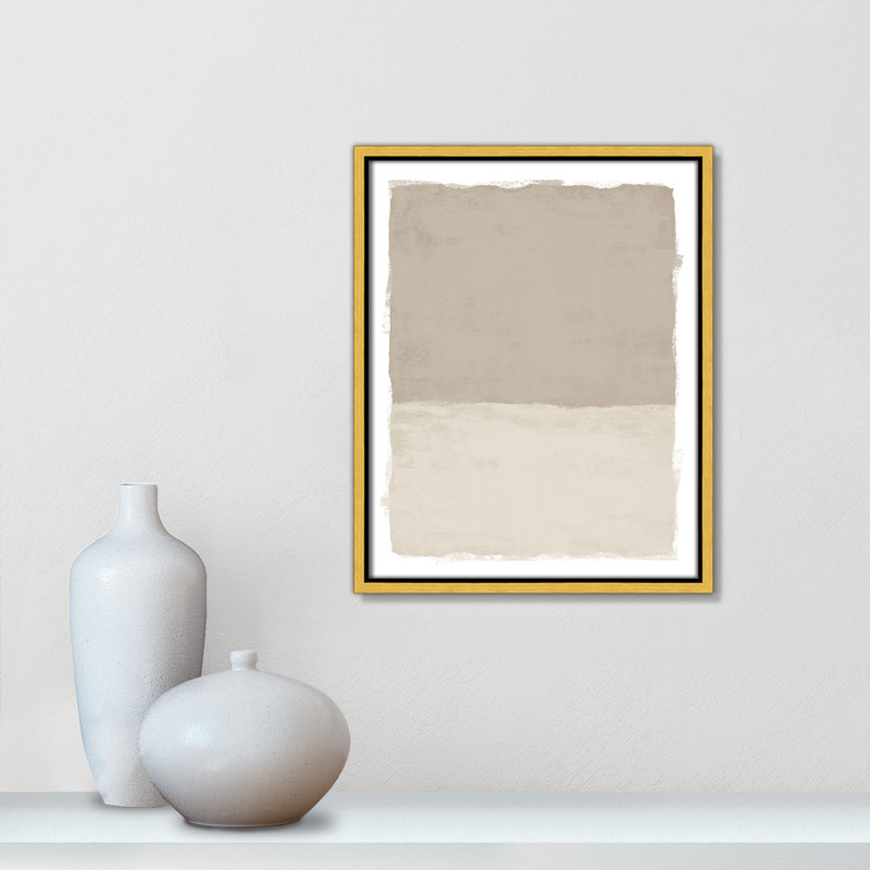 «Silent Sands I Print» par Natalie Carpentieri, 12.5' W x 15.5' H, Flotteur doré