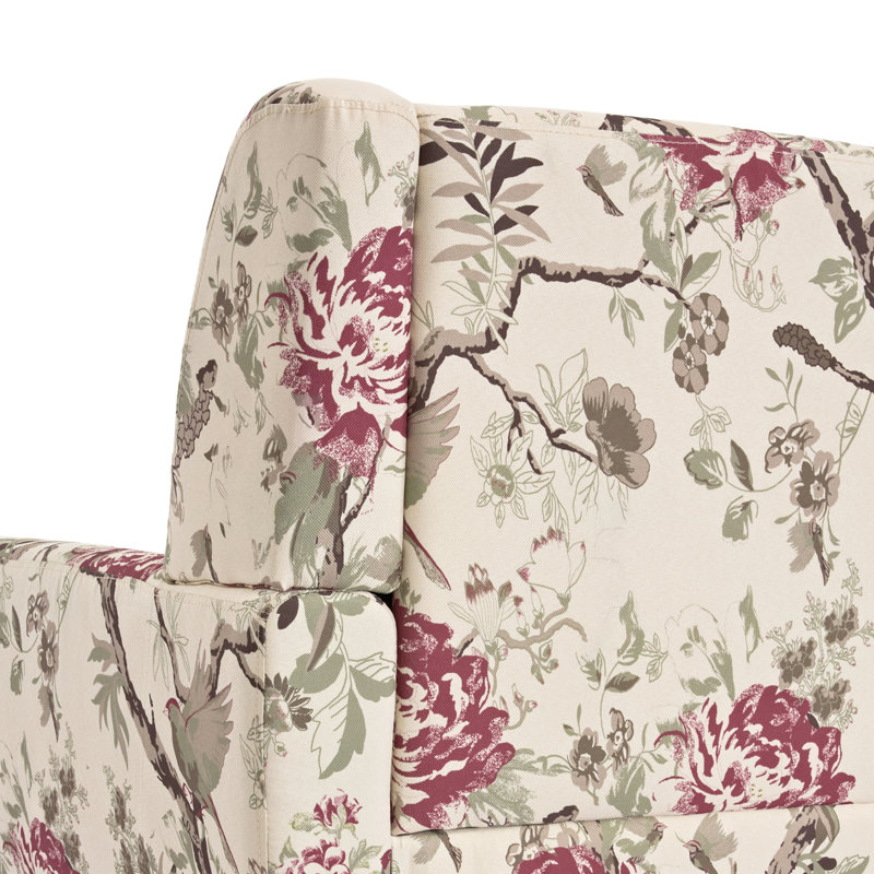 Stephanny Upholstered Armchair, Beige/Gray/Pink Peony Linen Blend