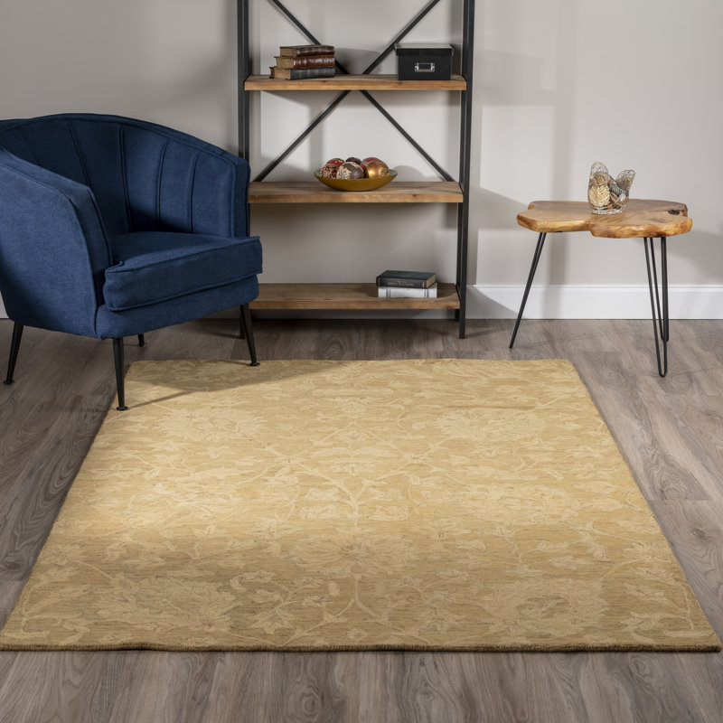Laine dorée touffeté à la main Modern Modern Harlow 32GI, Rectangle 5 pi x 7 pi 6 po