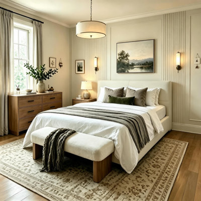 Wane Wide-Edge Upholstered Bed With Wooden Slats