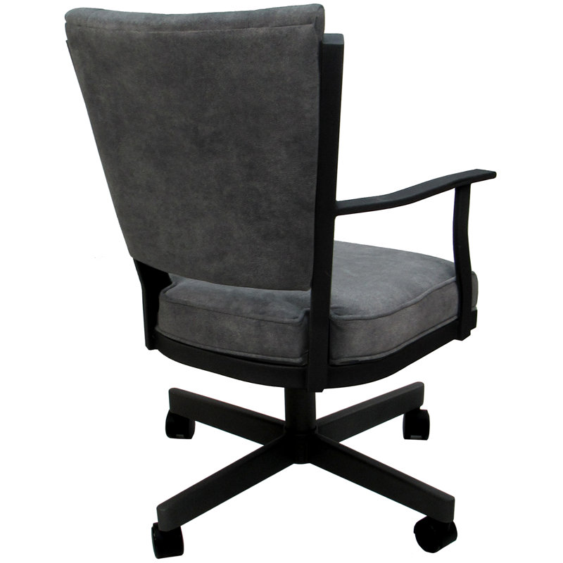 Danyael Metal Dining Caster Chair with Arms, Black, Outlier Charcoal