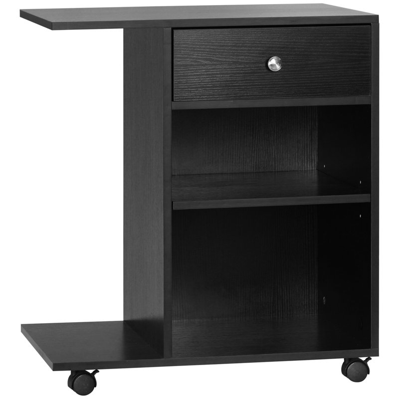 Mobile Printer Table With Adjustable Shelf And Abundant Storage For Office Mice Webcams Stand