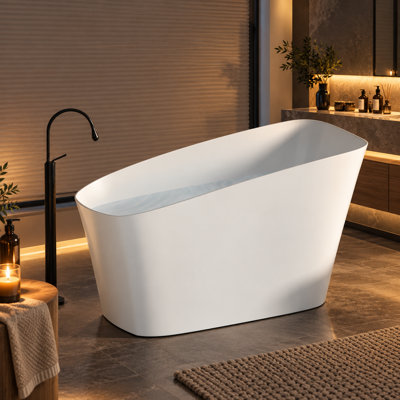 Baignoire îlot profonde KAKUSIGA de 130 cm (51 po), en résine de pierre à surface solide
