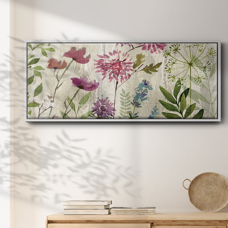 Meadow Flowers II- Framed Canvas, 12" H x 30" W