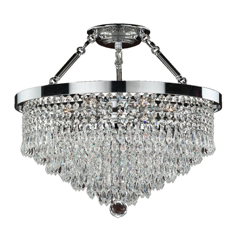 Plafonnier semi-encastré à plusieurs niveaux 5 lumières unique Wilkerson, H 18,5 po x l 19 po, Cristal Signature