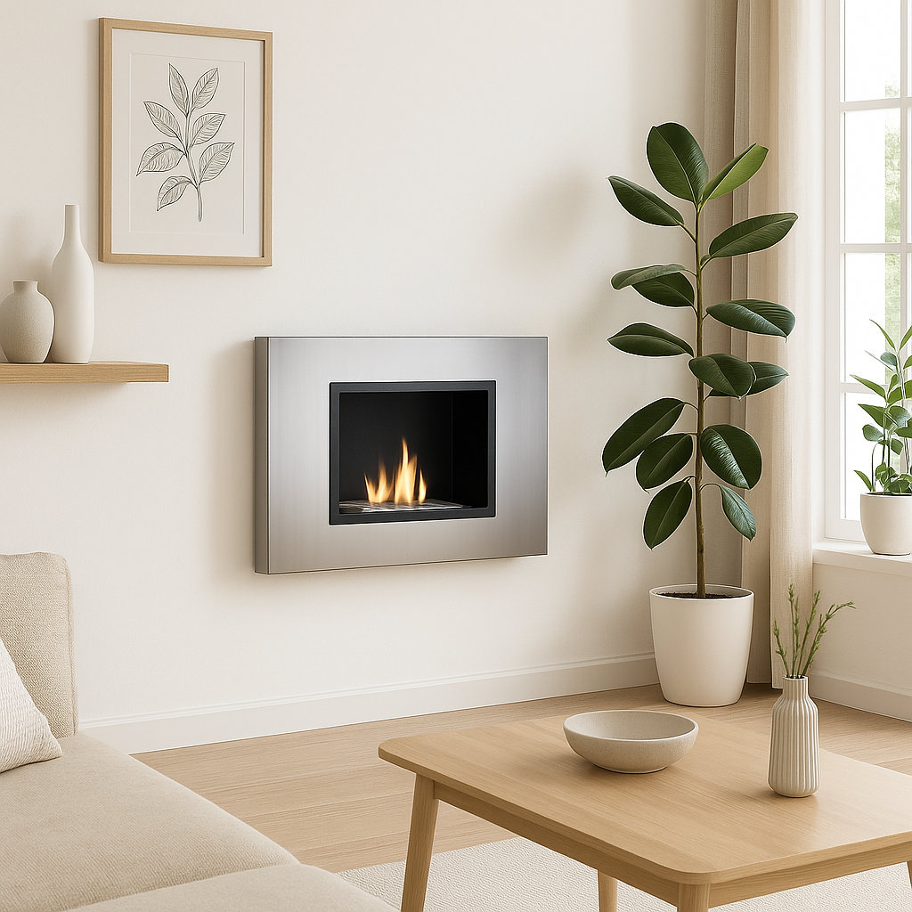 Anais Belfry Heating 78cm W Satin Steel Bio-Ethanol Fireplace with 6.7 BTU