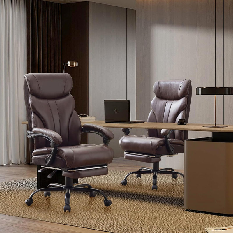 Ergonomic Office Chair, Wide PU Leather Gaming Chair with 90°-135° Reclining Backrest, 360° Swivel Wheels, Adjustable Height, 350 Lbs Capacity