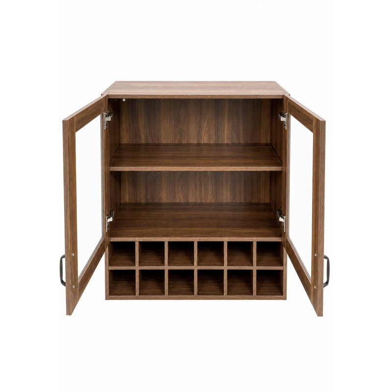 Armoire à vin murale avec portes vitrées et rangement pour bouteilles