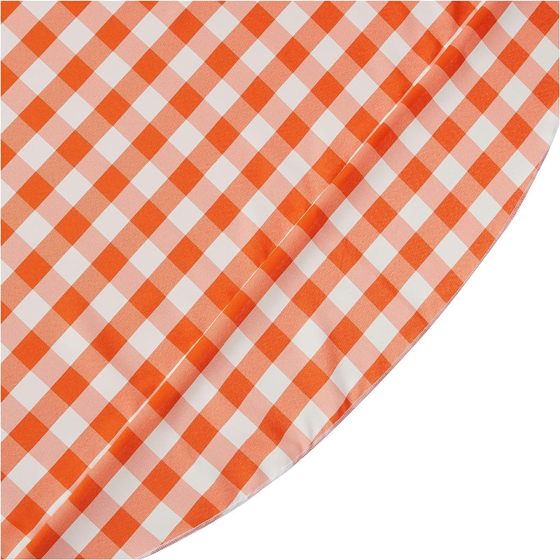 72x72 Orange and White Gingham Checkered Polyester Tablecloth