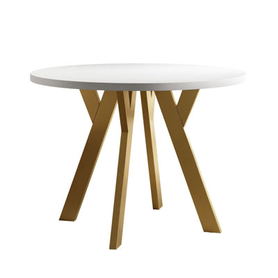 Extendable Round Metal Base Dining Table