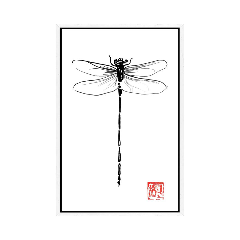 Dragonfly by Péchane - Painting on Canvas, White Framed, 66.04 cm H x 45.72 cm W