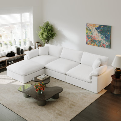 Upholstered Sectional Sofa, Cloud Couch Modular Sofa Deep Seat Couch for Living Room Bedroom by Latitude Run