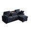 Canapé modulaire en chenille gris foncé à 3 places avec rangement convertible, plateau amovible et dossiers réglables pour un ensemble de porte-gobelets modulables-301934968