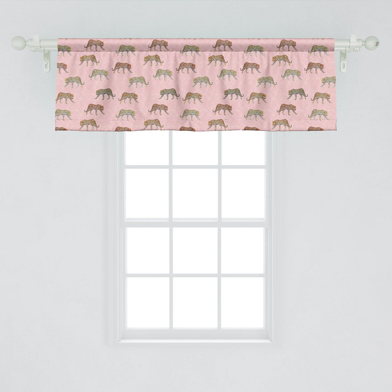 Blush Champagne Satin Leopard Print Rod Pocket Valance