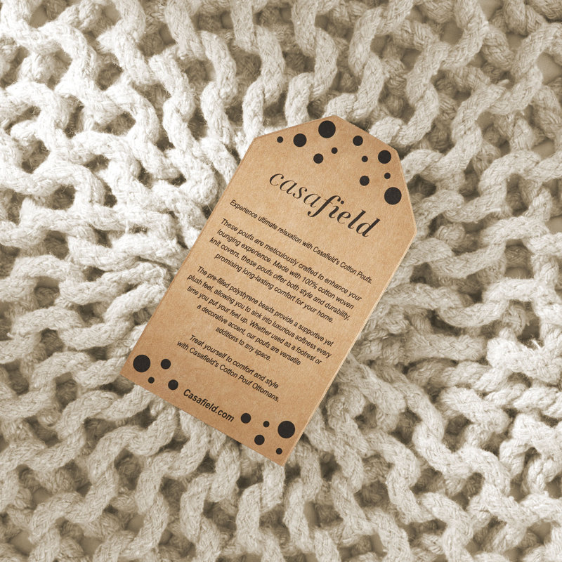  Repose-pieds rembourré en tricot de coton Casafield, Naturel, Round